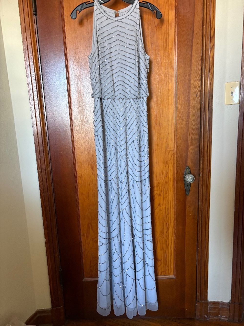 Adrianna Papell Beaded Art Deco Gown